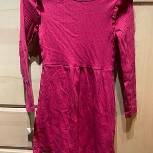 H&M Kids Long Sleeve Dress in Vibrant Red